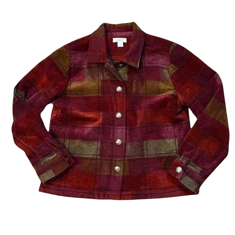 Christopher & Banks Pink,Red and Yellow Square Design Jacket Women Size Medium